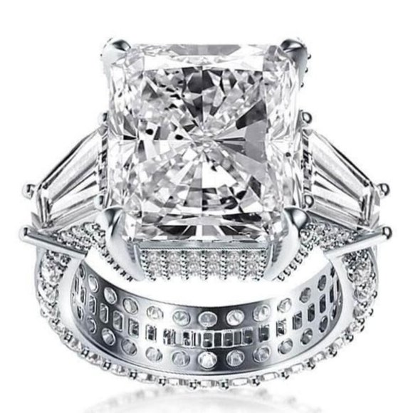 Jewelry - 💞  Princess Cut 4A CZ Micro Moissanite Ring for Women, FB16FA1096